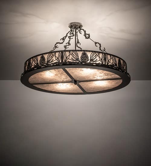Mountain Pine 4 Light 36" Wide Semi-Flush Drum Ceiling Fixture - Timeless Bronze Finish