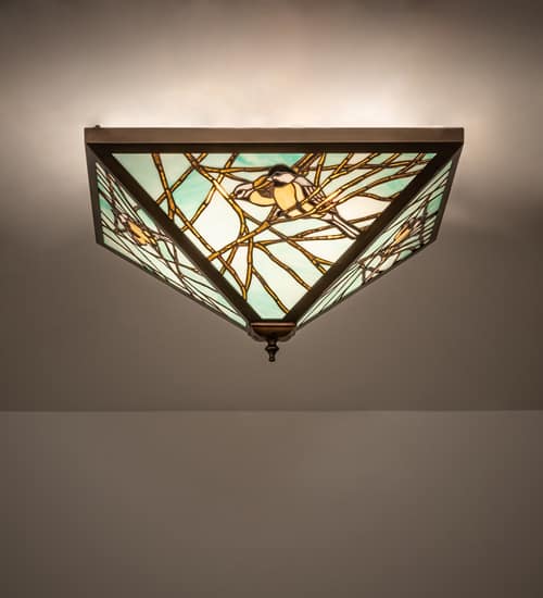 Backyard Friends 4 Light 12-1/2" Tall Semi-Flush Ceiling Fixture - Antique Copper Finish