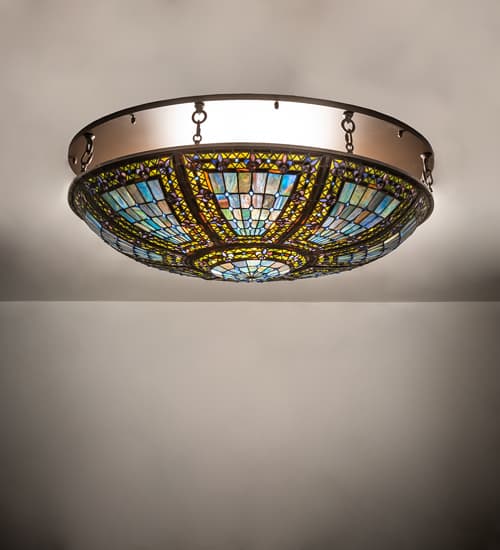 Fleur-de-lis 8 Light 40" Wide Semi-Flush Bowl Ceiling Fixture - Oil Rubbed Bronze Finish