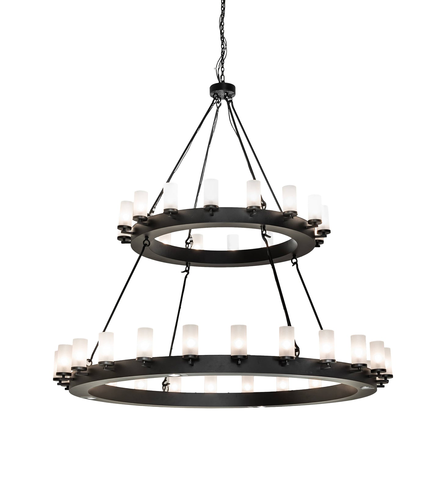 Noziroh 40 Light 72" Wide Pillar Candle Ring Chandelier with Frosted, Seedy Glass Shades