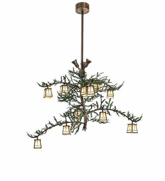 Valley View 12 Light 52" Wide Chandelier with Iridescent Glass Shades