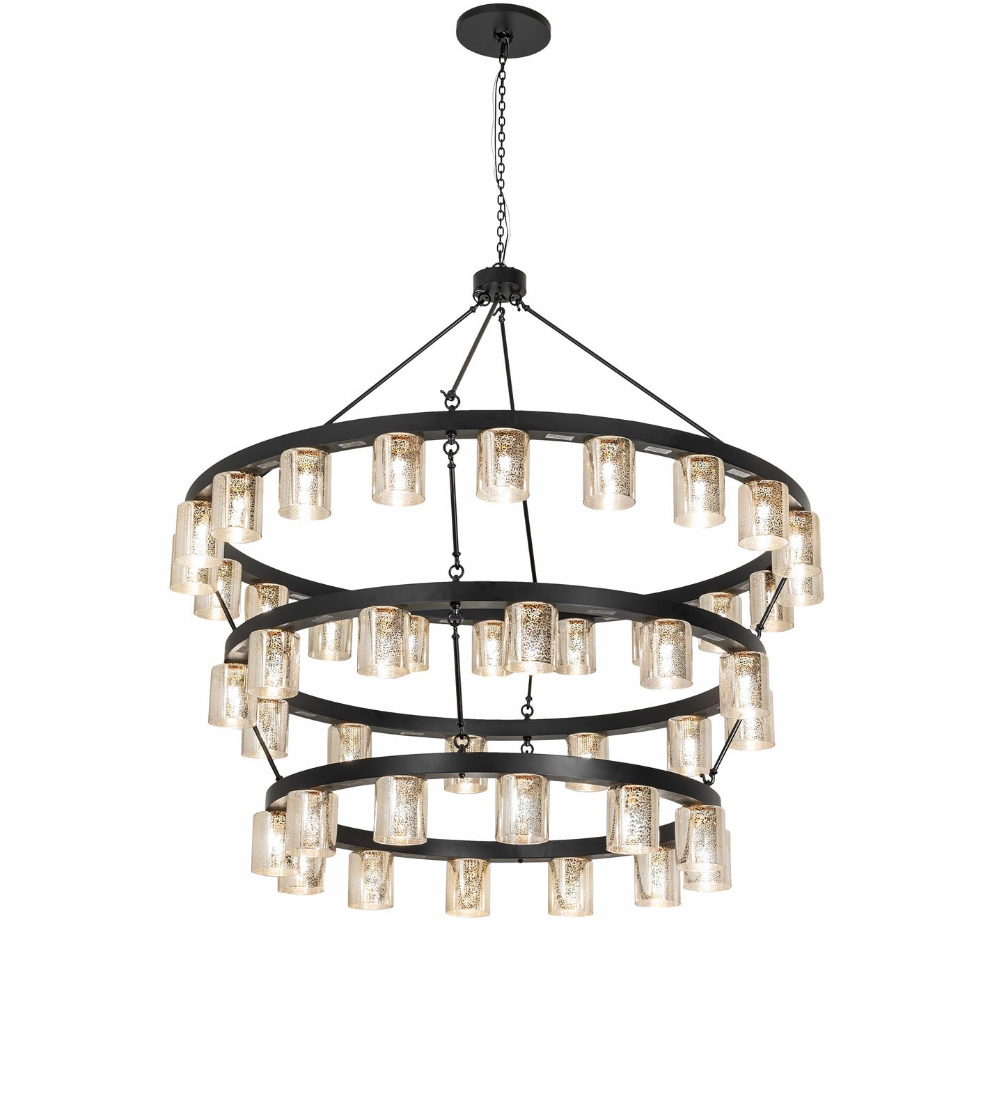 Horizon 44 Light 70" Wide Ring Chandelier with Mercury Glass Shades