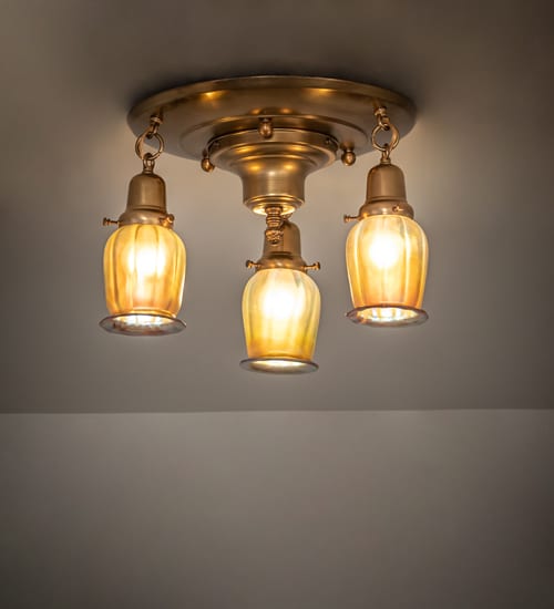 Revival Favrile 3 Light 18" Wide Semi-Flush Ceiling Fixture