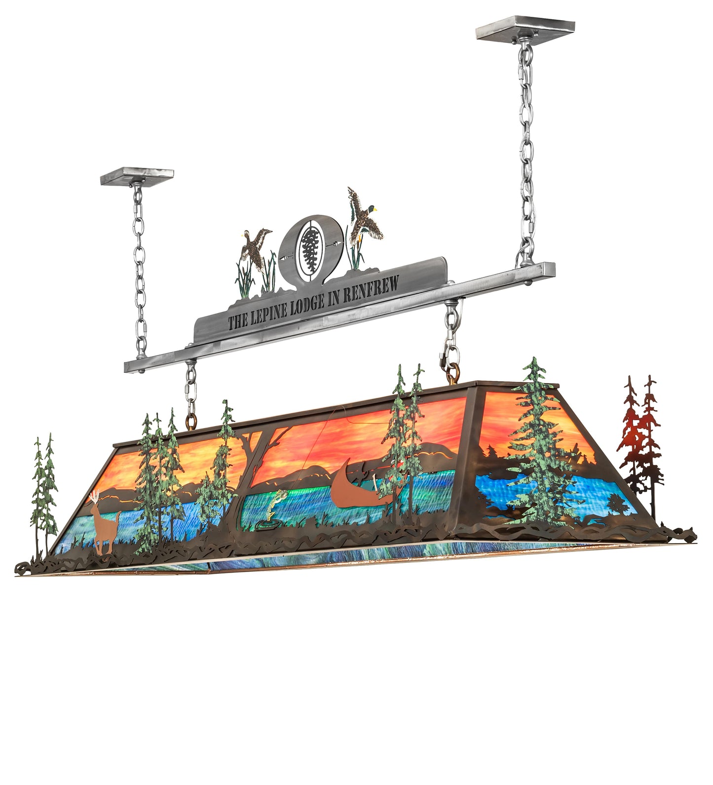 Lepine Lodge 9 Light 72" Wide Linear Chandelier with Art Glass Shade