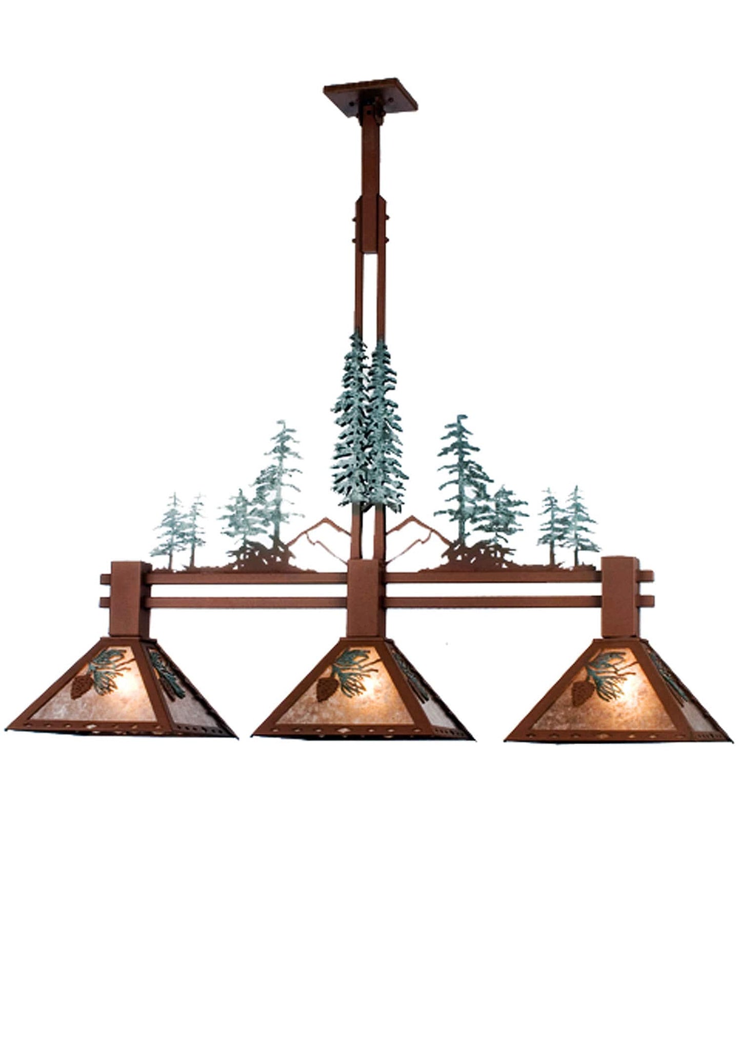 Tall Pines 3 Light 45" Wide Linear Chandelier with Silver Mica Shade