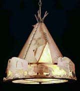 Teepee w/ Buffalo 3 Light 48" Wide Pendant