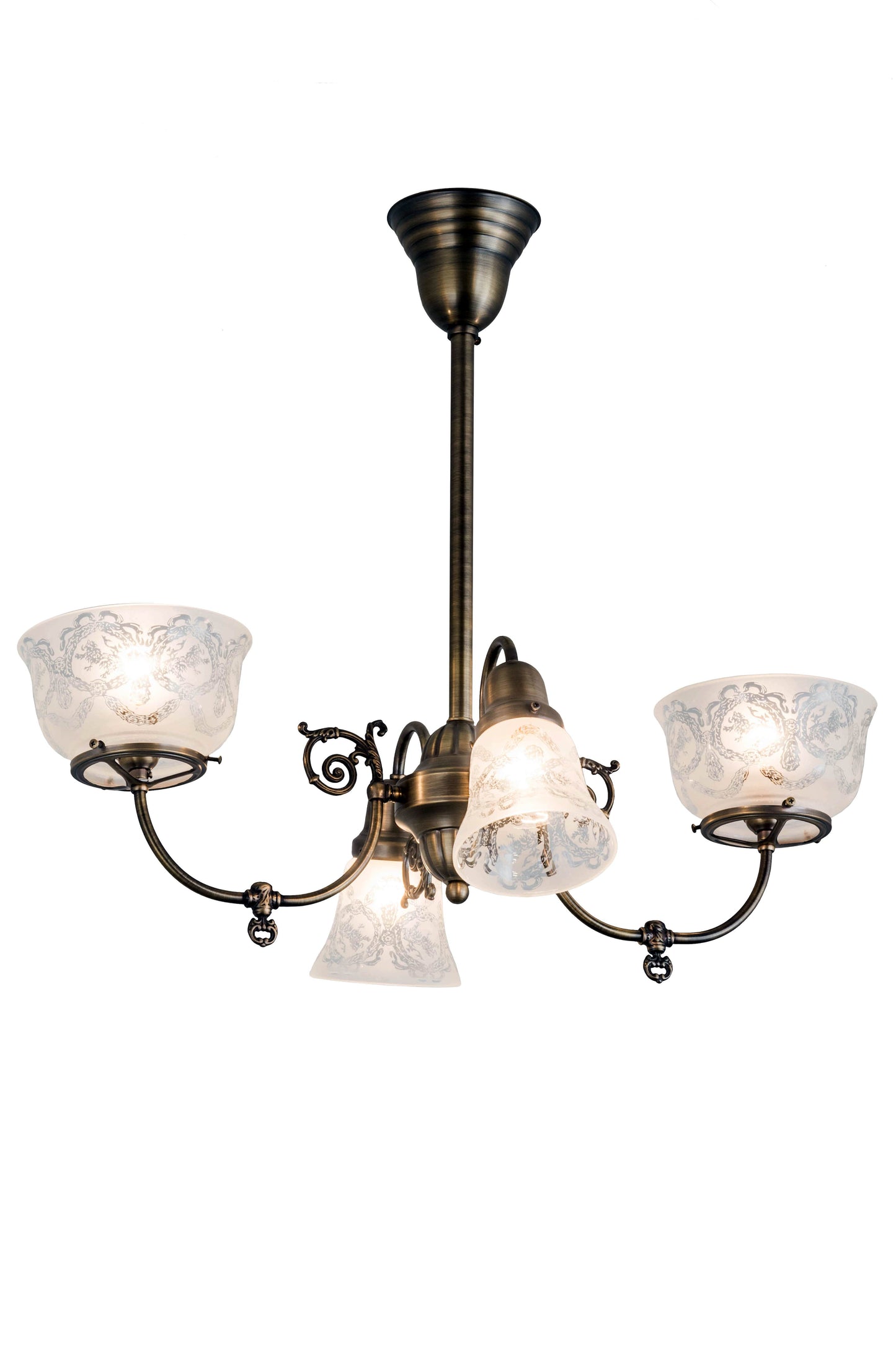 Revival Wreath and Garland 4 Light 28" Wide Chandelier with White Glass Shade