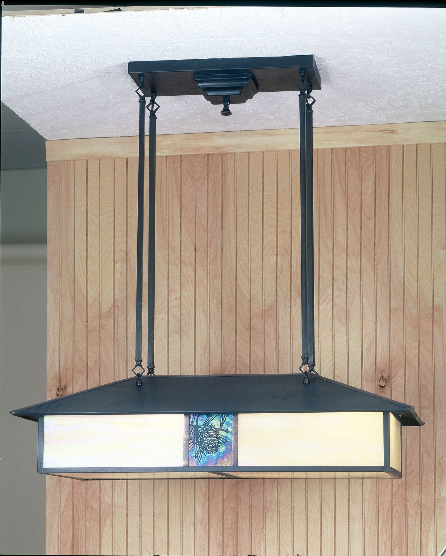 Winter Pine 4 Light 20" Wide Billiard Chandelier with Multi-colored Glass Shade