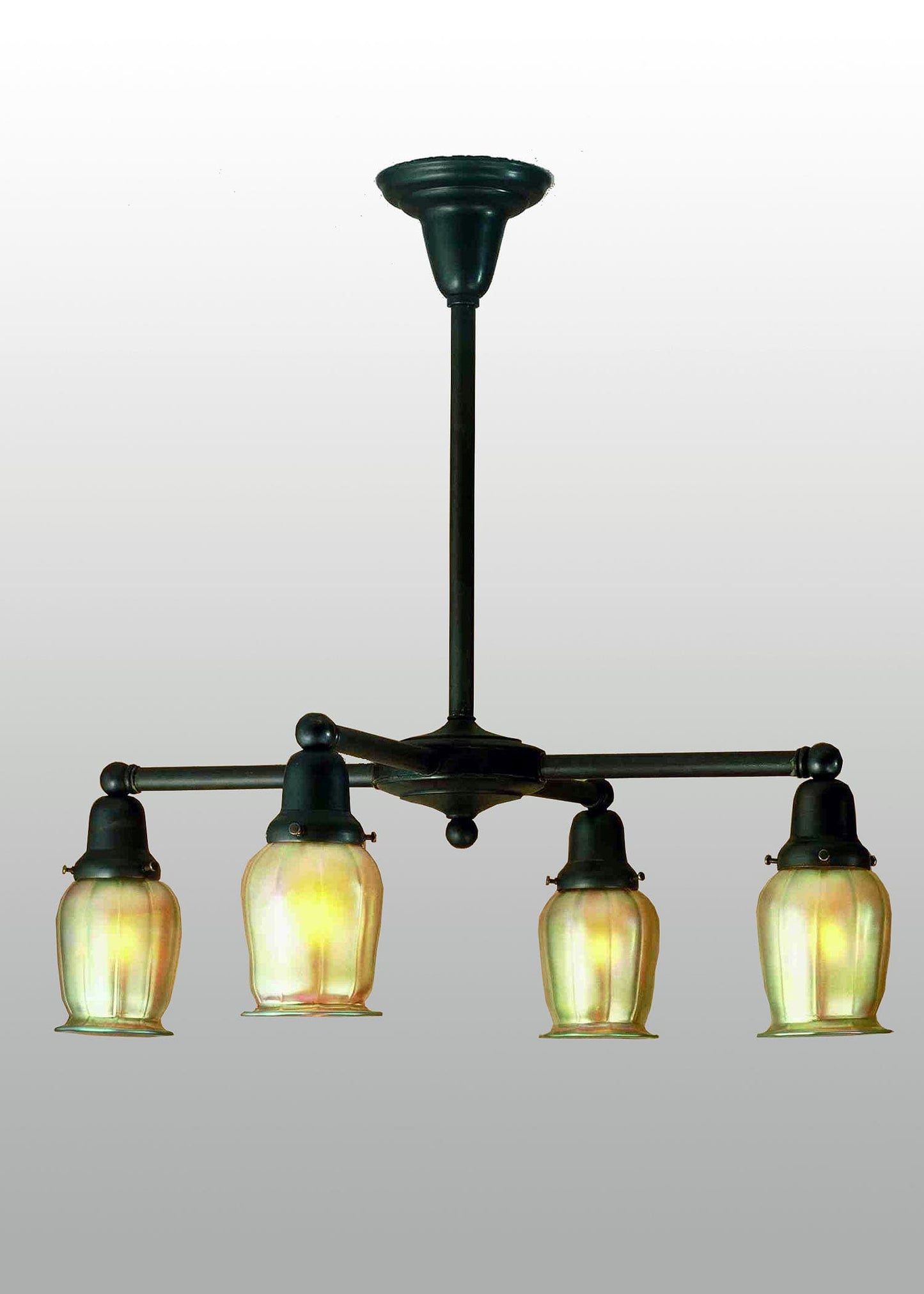 Oyster Bay 4 Light 27" Wide Chandelier with Yellow Glass Shade
