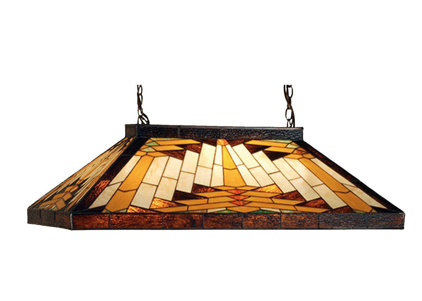 Nuevo Mission Single Light 39" Wide Billiard Chandelier with Tiffany Glass Shade