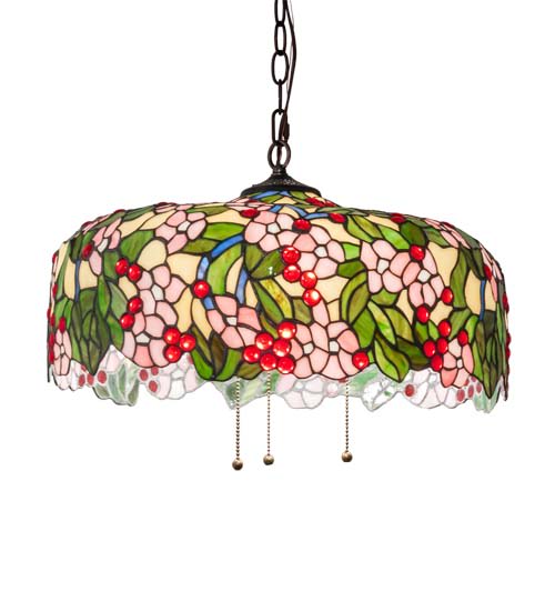 Tiffany Cherry Blossom 3 Light 20" Wide Pendant