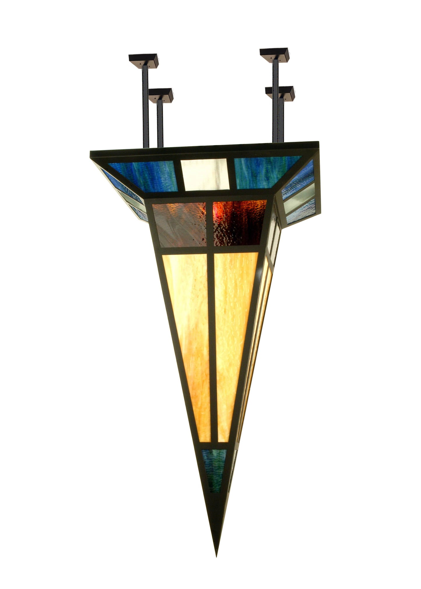Polaris Single Light 30" Wide Semi Flush Ceiling Fixture with Tiffany Glass Shade