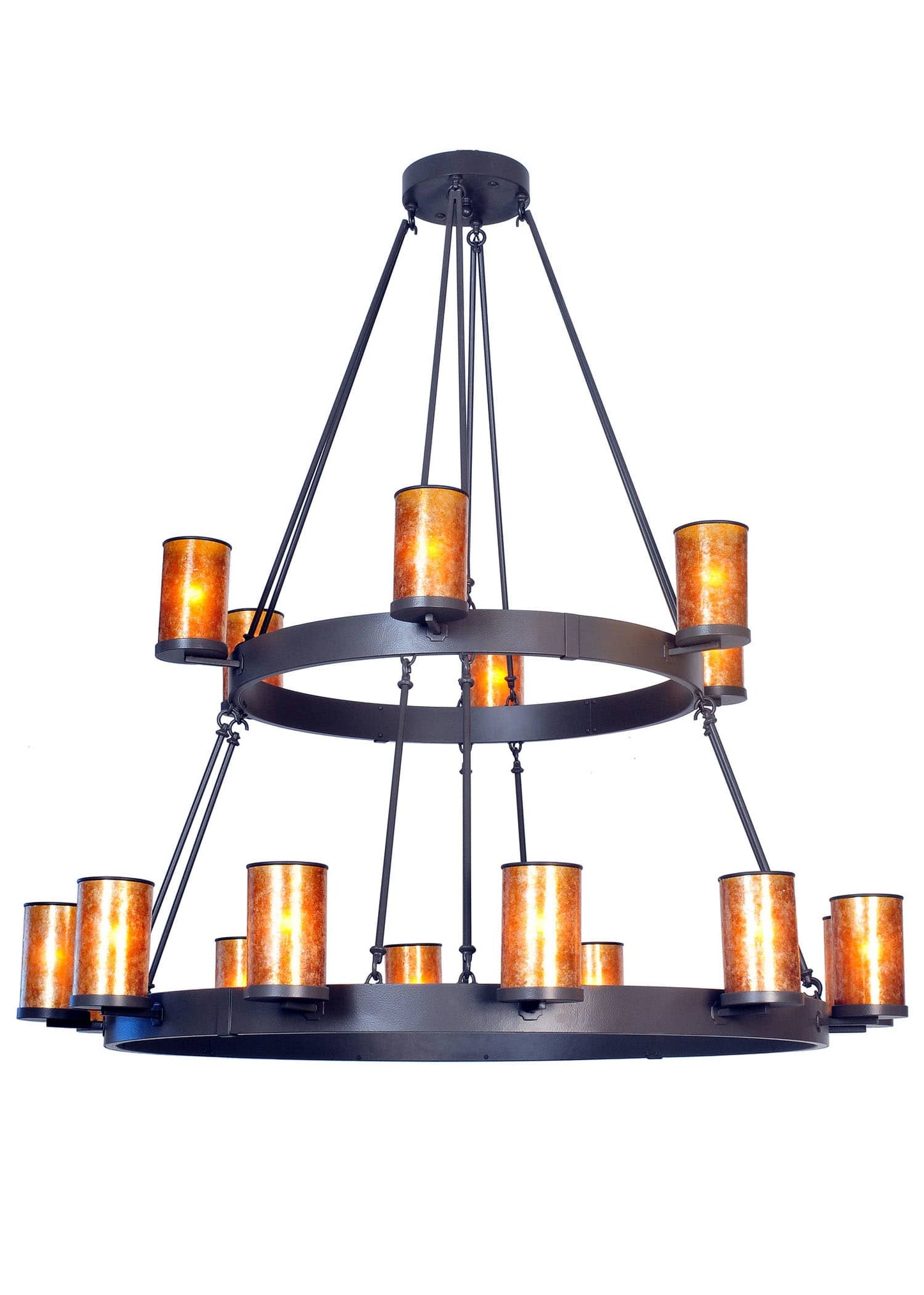 Chappell 18 Light 66" Wide Pillar Candle Chandelier with Brown Mica Shade