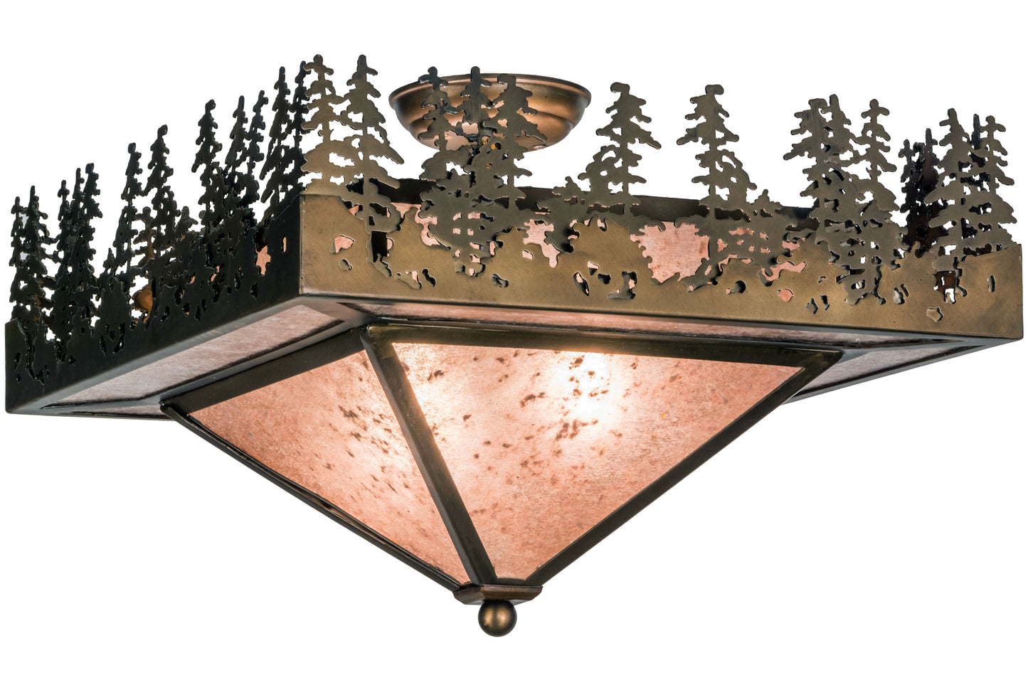 Pine Lake 2 Light 20" Wide Flush Mount Ceiling Fixture with Silver Mica Shade