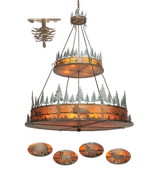 Wildlife at Pine Lake 12 Light 72" Wide Drum Chandelier
