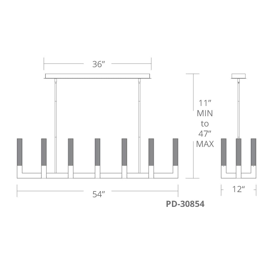 Cinema 12 Light 54" Wide Integrated LED Linear Chandelier