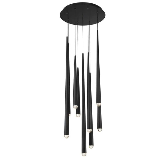 Cascade 9 Light 17" Wide LED Suspended Multi Light Pendant with K-2 Hand Cut Clear Crystal Shades