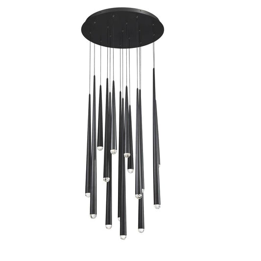Cascade 15 Light 23" Wide LED Suspended Multi Light Pendant with K-2 Hand Cut Clear Crystal Shades