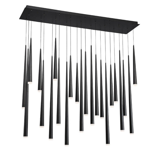Modern Forms Cascade 23 Light 54" Wide LED Crystal Linear Multi Light Pendant with Frosted Glass Endcap Shades