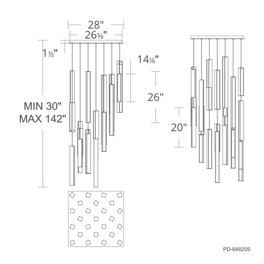 Chaos 25 Light 28" Wide LED Suspension Multi Light Pendant