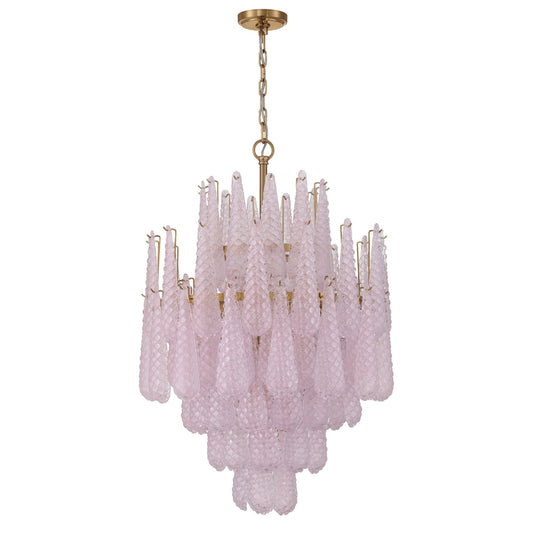 Ollie 26.25'' Aged Brass Chandelier Pink 26.25"W x 36.75"H x 26.25"D