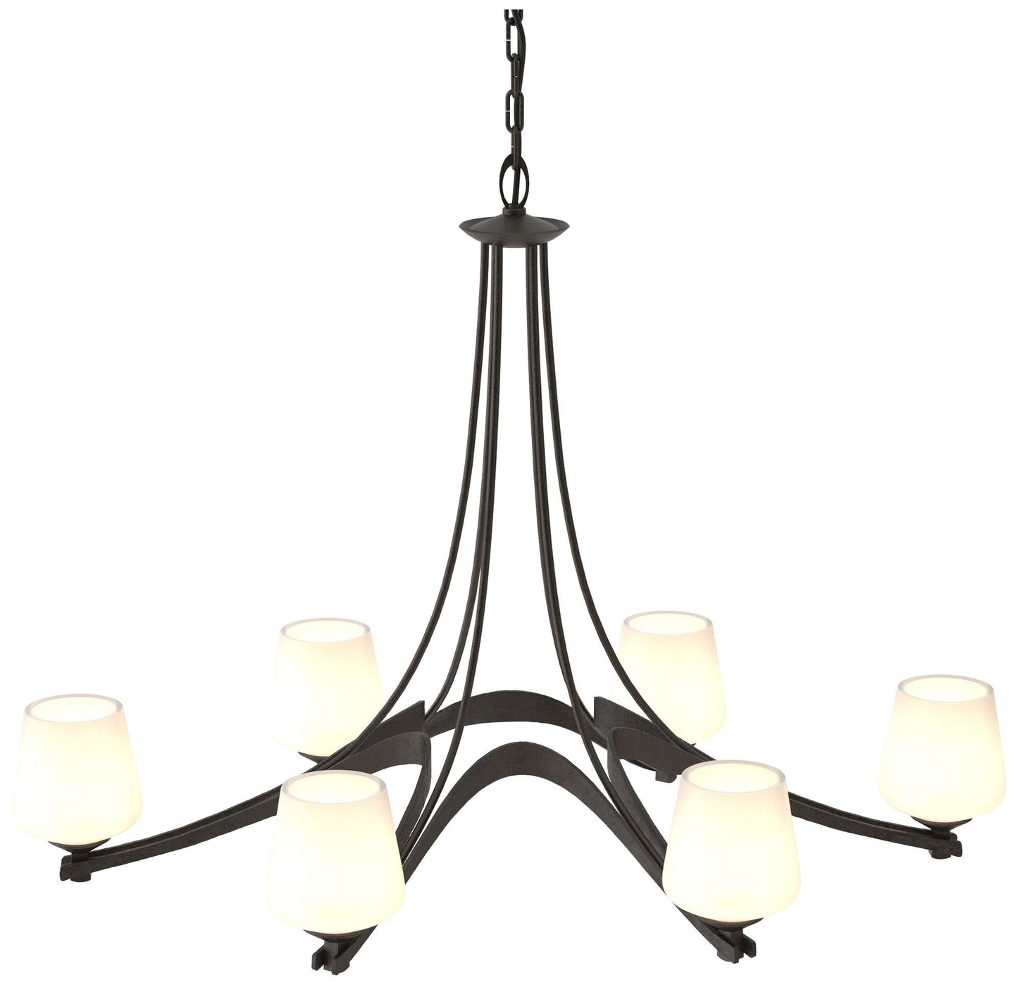 Oval Ribbon 38.5" Wide 6 Arm Oil Rubbed Bronze Chandelier With Opal Gl