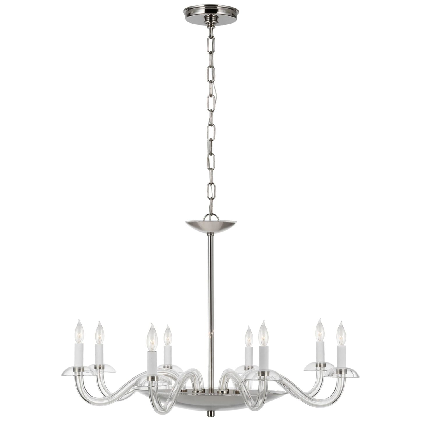 Paloma Contreras Brigitte Large Chandelier in Clear Glass and Polished Nickel Ceiling Light W34.75" x H23.25"