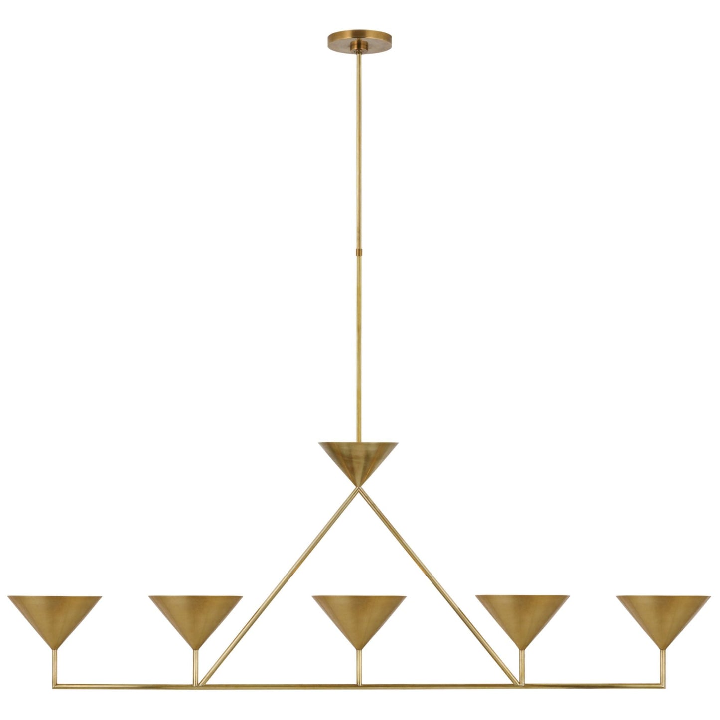 Paloma Contreras Orsay XL 5-Light Linear Chandelier in Hand-Rubbed Antique Brass Ceiling Light W60.25" x 8.25"