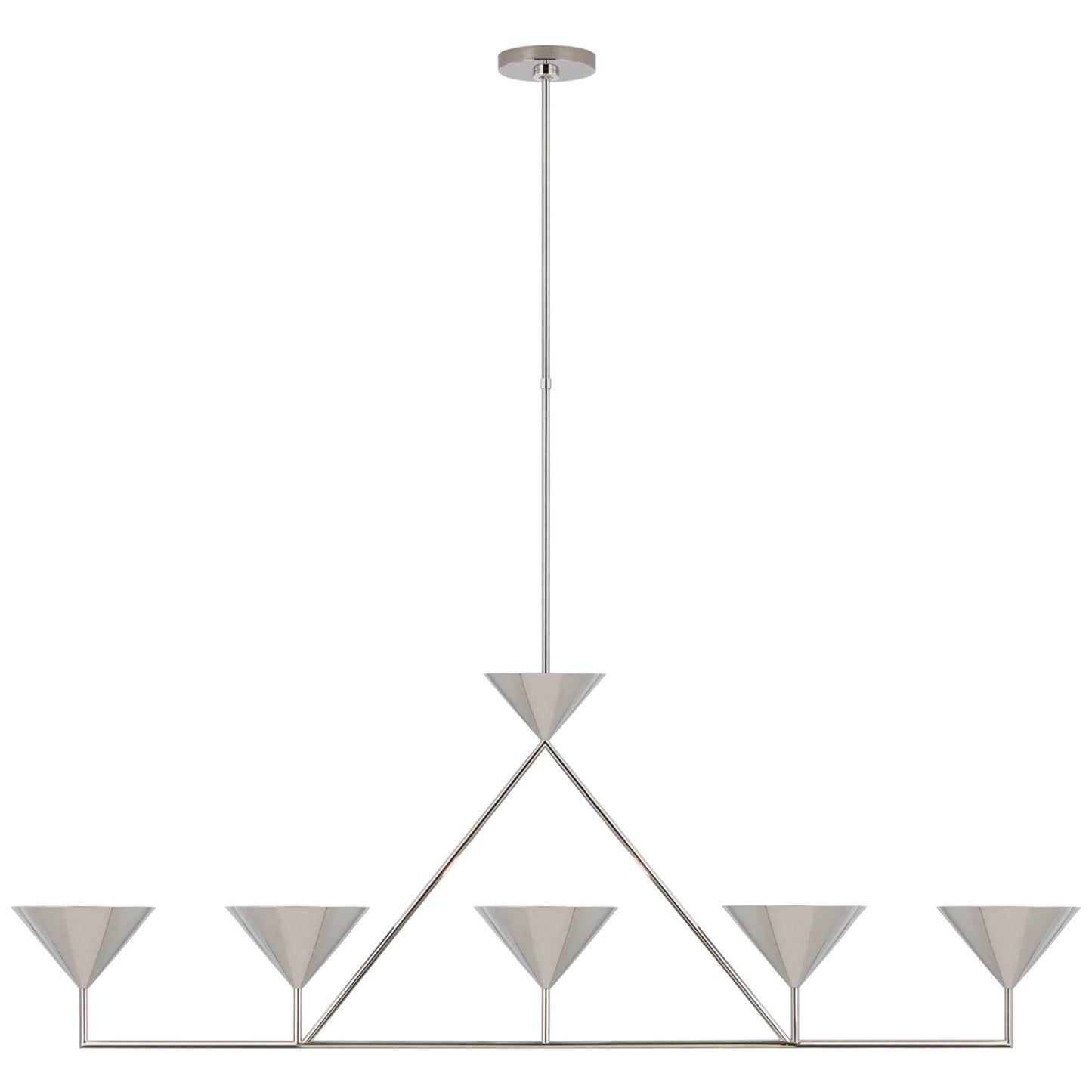 Paloma Contreras Orsay XL 5-Light Linear Chandelier in Polished Nickel Ceiling Light W60.25" x 8.25"
