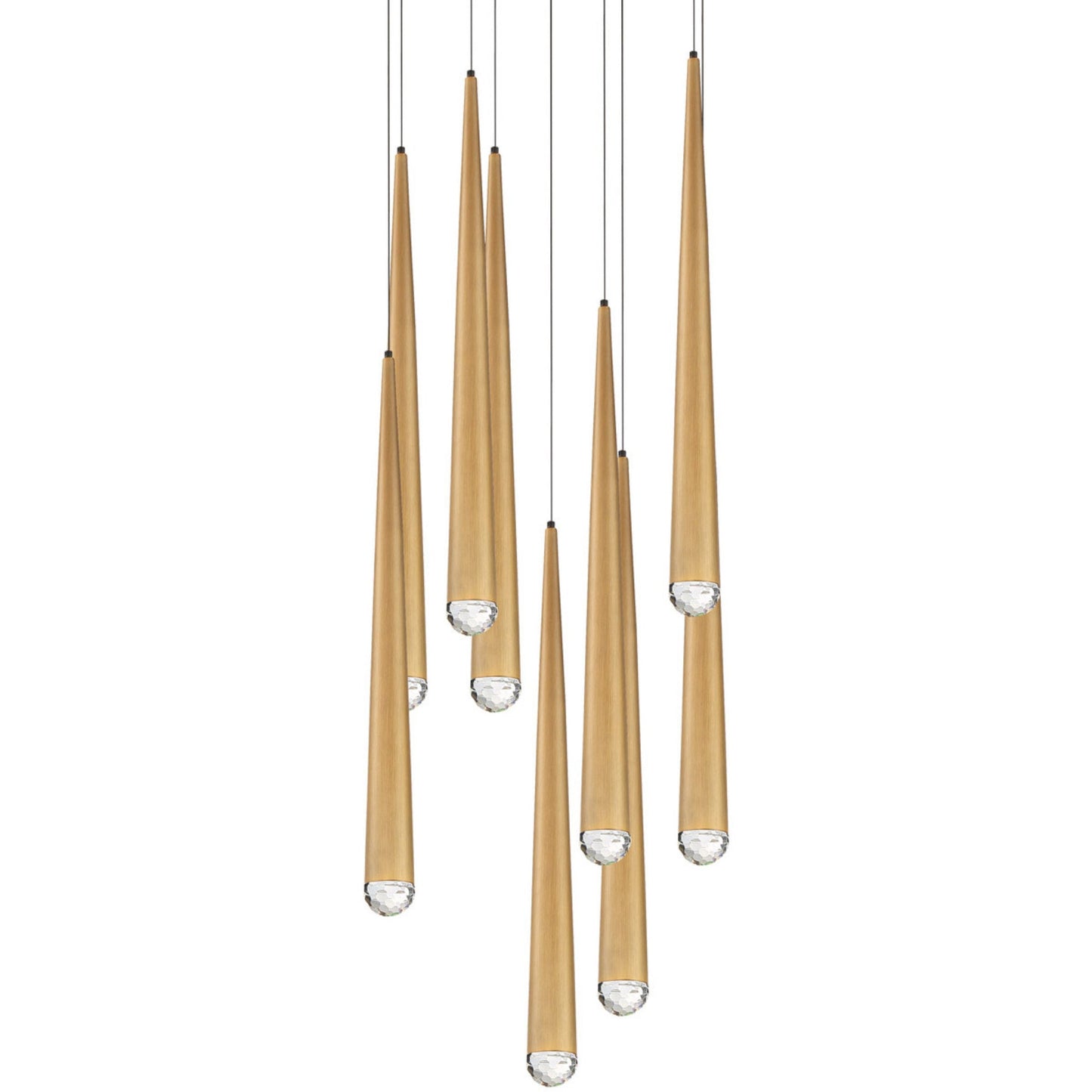 Modern Forms PD-41709R-AB 3500K 63 Watt Cascade Crystal LED Round Chandelier in Aged Brass