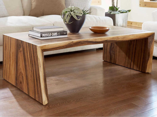 Organic Chamcha Wood Coffee Table Natural Finish