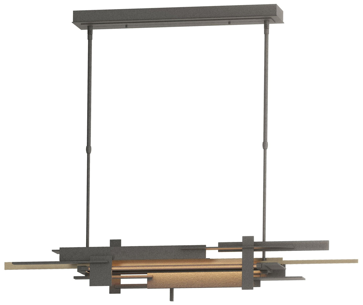 Planar 48.3"W Soft Gold Accented Natural Iron Standard LED Pendant