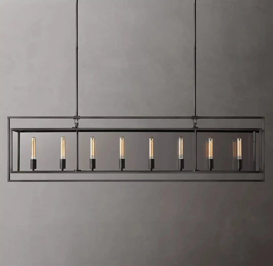 Beckor Glass Lantern Rectangular Chandelier 72"