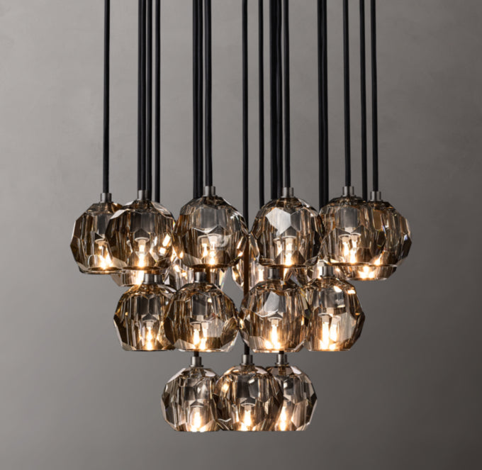 Boule De Cristal Smoke Glass Round Cluster Chandelier 24"