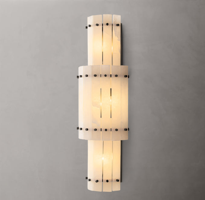 St. Marco Ivory Alabaster Grand Round Wall Sconce