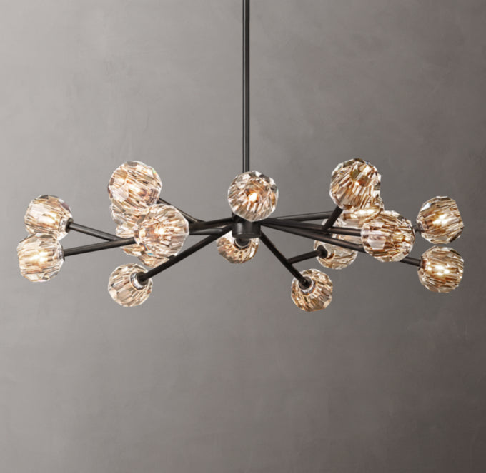 Crystal Sphere Clear Glass Round Chandelier 48"