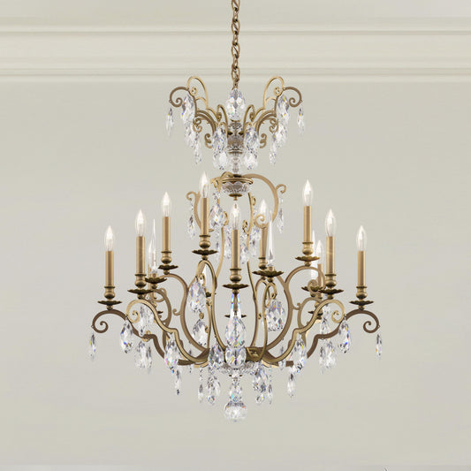 Renaissance Nouveau 12 Light 32" Wide Crystal Chandelier with Clear Heritage Crystal Accents