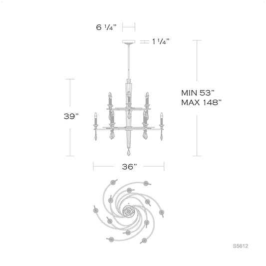 Tempest 12 Light 36" Wide Crystal Candle Style Chandelier