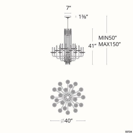 Calliope 24 Light 40" Wide LED Crystal Candle Style Chandelier