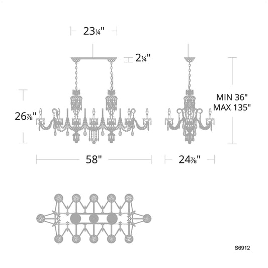 Sterling Linear 12 Light 58" Wide Crystal Linear Chandelier