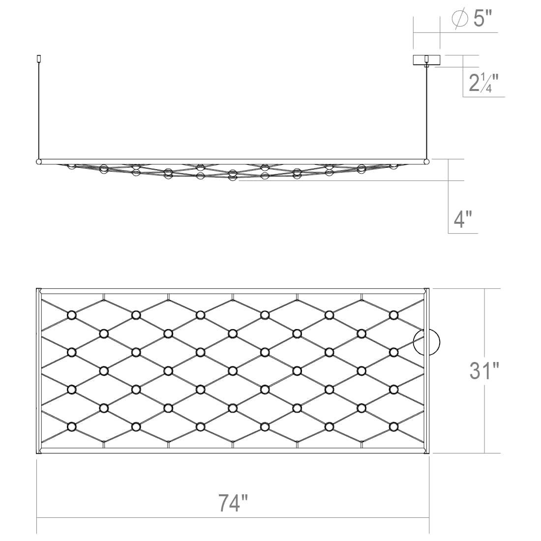 Constellation 74" Wide LED Suspension Multi Light Pendant
