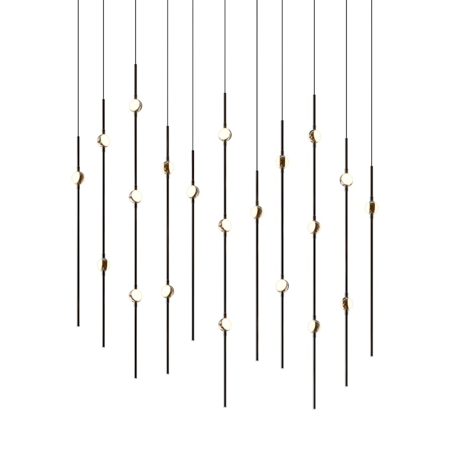 Sonneman Constellation 36" Wide LED Linear Pendant with White Optical Acrylic Shades and 240" Cable - 3000K