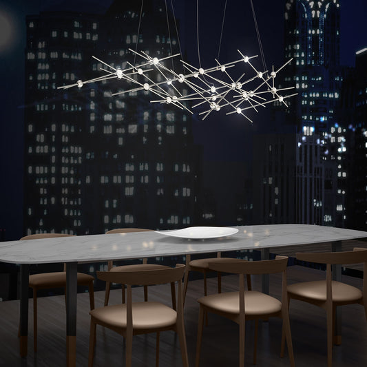 Constellation 25 Light 55" Wide LED Abstract Chandelier with White Acrylic Shades