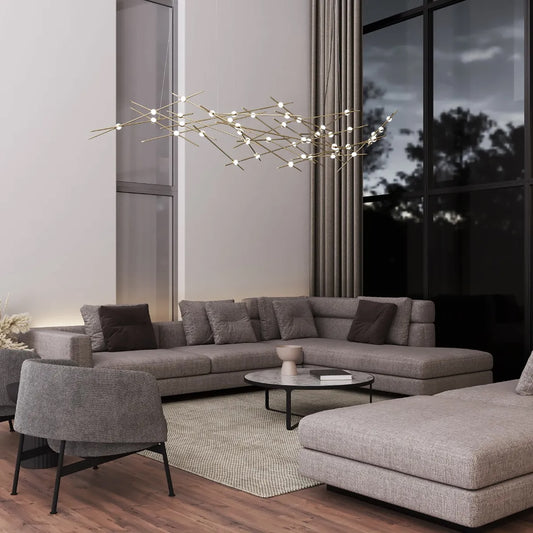 Constellation 44 Light 93" Wide LED Abstract Chandelier with White Acrylic Shades