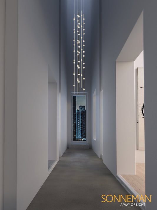 Constellation 55 Light 12" Wide LED Abstract Multi Light Pendant with Clear Acrylic Shades