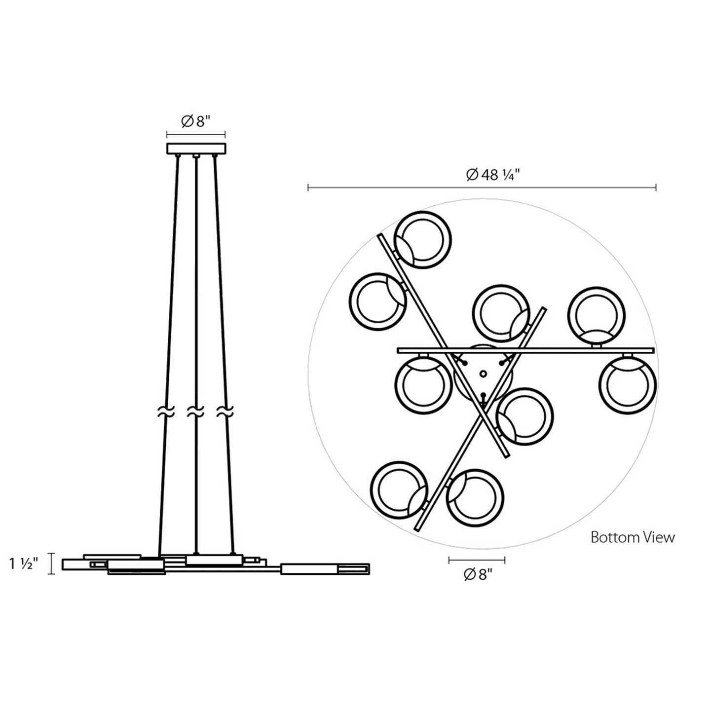 Light Guide Ring 9 Light 48-1/4" Wide Full Sized Pendant