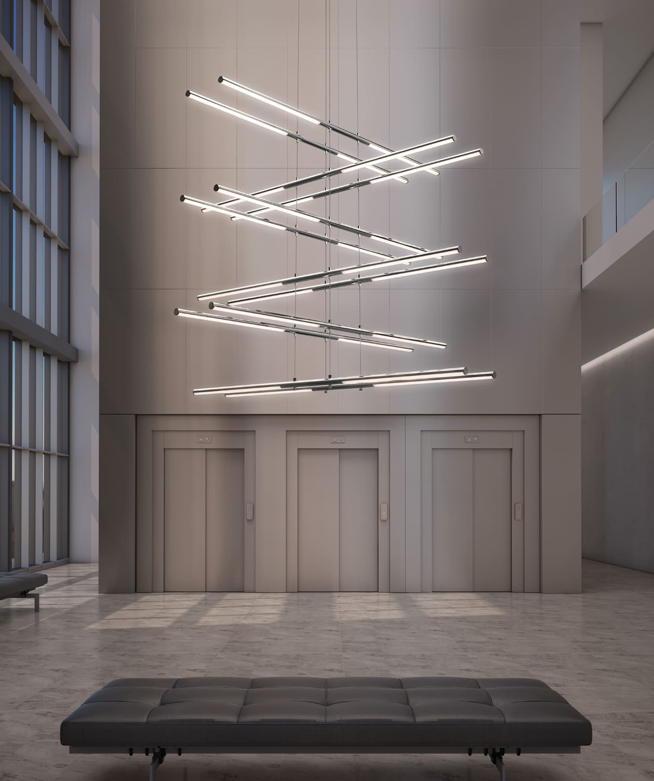 Tik-Tak 47-1/2" Wide LED Two Tier Linear Chandelier with Optical Acrylic Shades