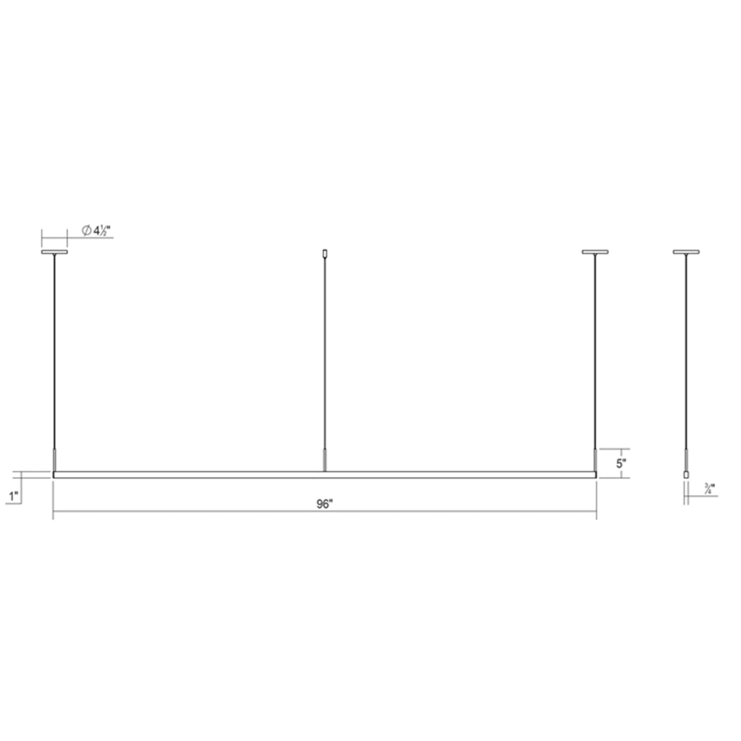 Thin-Line 96" Wide Two Sided Integrated LED Suspension Linear Pendant - 3000K