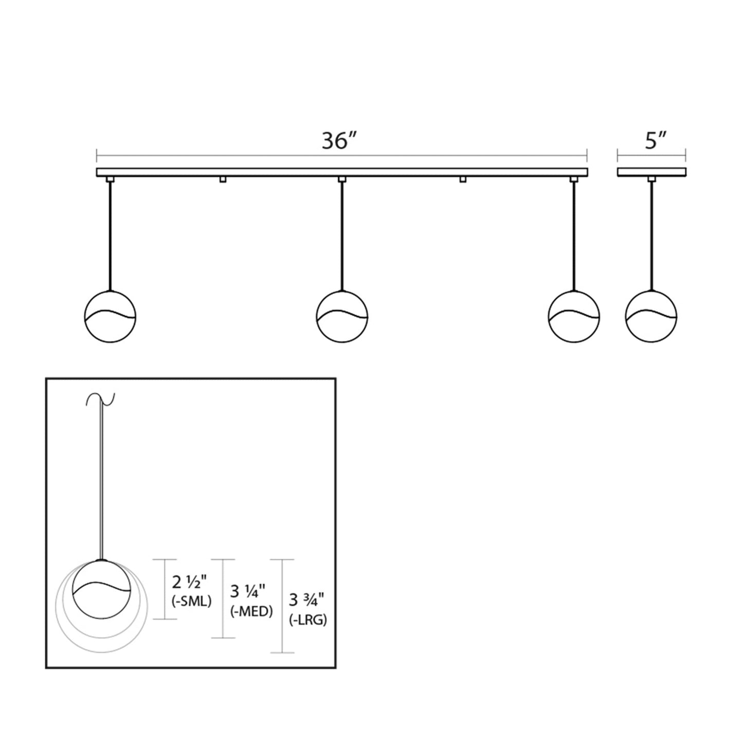 Grapes 3 Light 38" Wide LED Suspension Linear Pendant