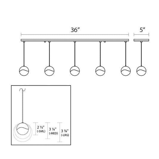 Sonneman Grapes 5 Light 38" Wide LED Suspension Linear Pendant
